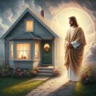 God is looking over a house as if he was there to protect its occupant
